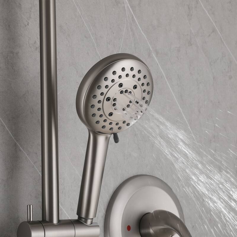 Modland High Pressure 5-Way 10'' Rain Shower Head Black with Handheld Shower Slide Bar