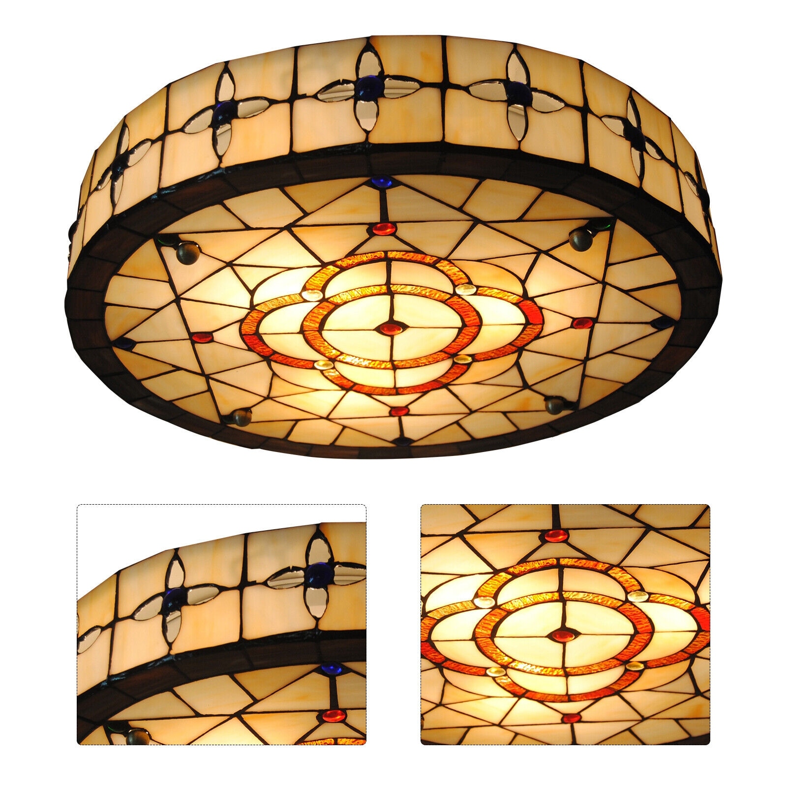 Flush mount stained glass light on sale