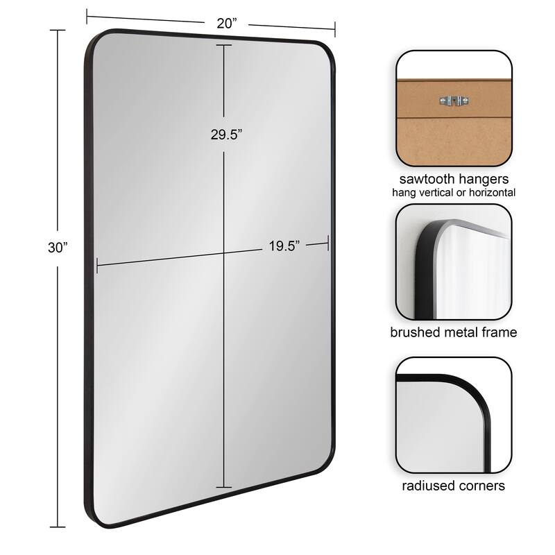 Kate and Laurel Zayda Radius Rectangle Framed Wall Mirror