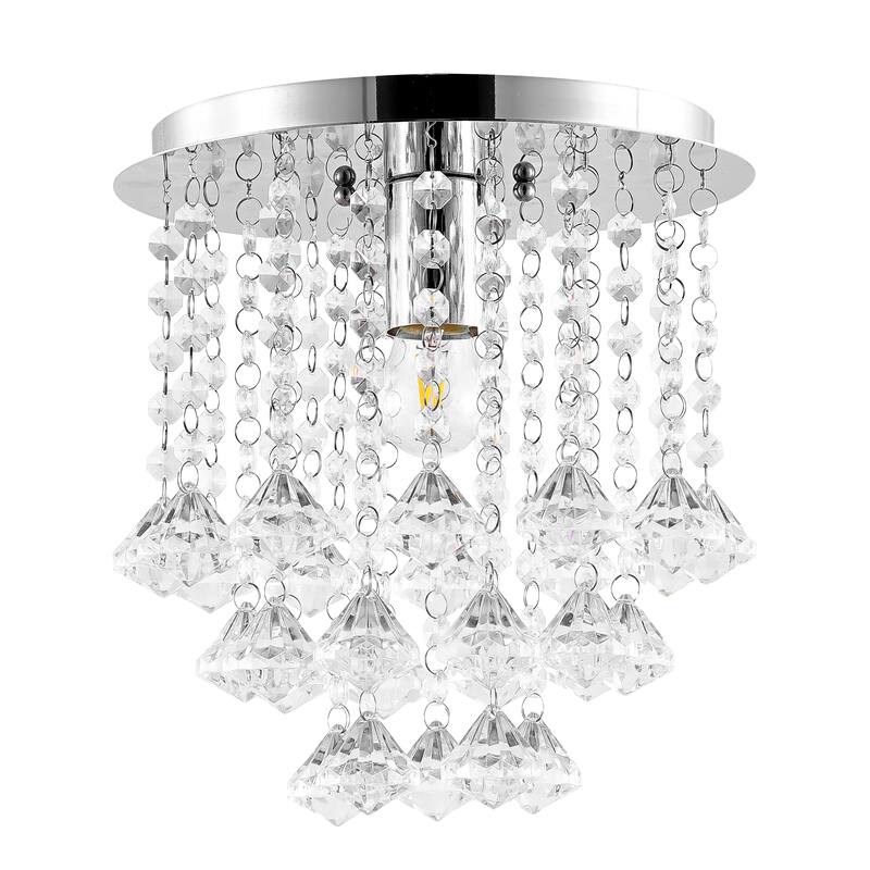 Malia 9.88" 1-Light Traditional Transitional Iron LED Semi Flush Mount, Chrome/Clear by JONATHAN Y