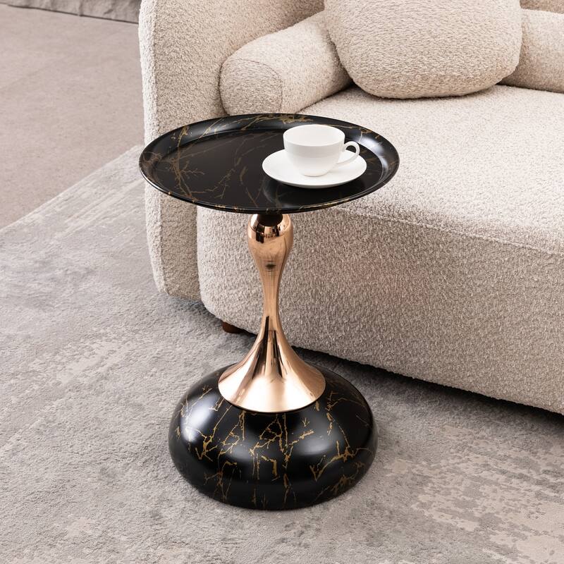Mermaid Tail End Coffee Table Round Side Table, Modern Metal Pedestal Table