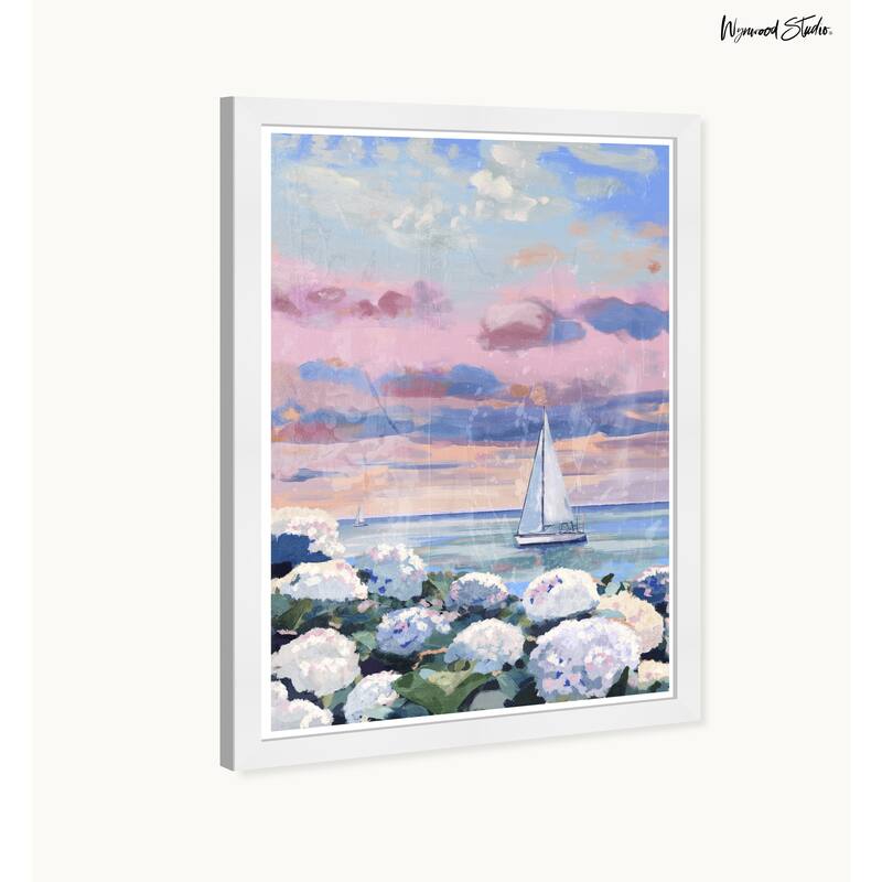Wynwood Studio Coastal Serene Sailing Framed Beachfront Coastal Prints