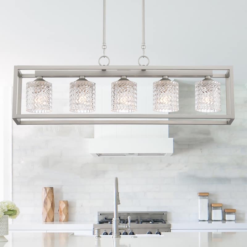 Acroma 5-light Farmhouse Chandelier Rectangle Island Lights for Dining Room