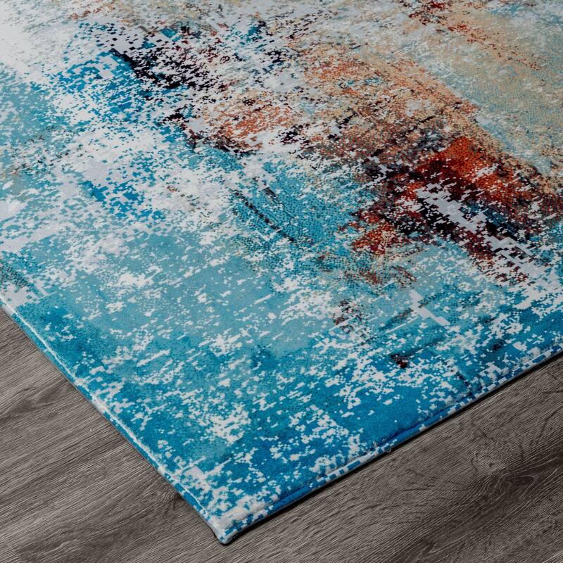 Abstract Blue/Gold Area Rug