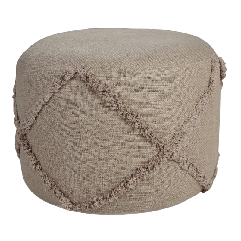 HomeRoots 18" Brown 100% Cotton Ottoman