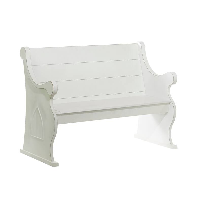 Wood Storage Bench with Scrolled Armrests - Black or White - Roche River Decor