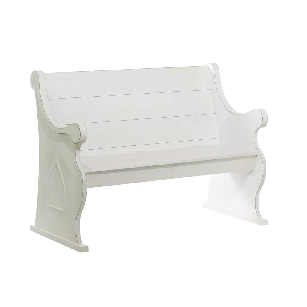 Wood Storage Bench with Scrolled Armrests - Black or White - Roche River Decor