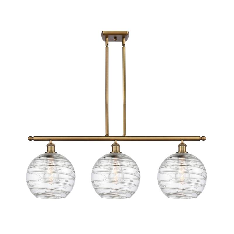 Innovations Lighting 516-3I-13-37 Athens Linear Athens 3 Light 37" - Brushed Brass / Clear Deco Swirl