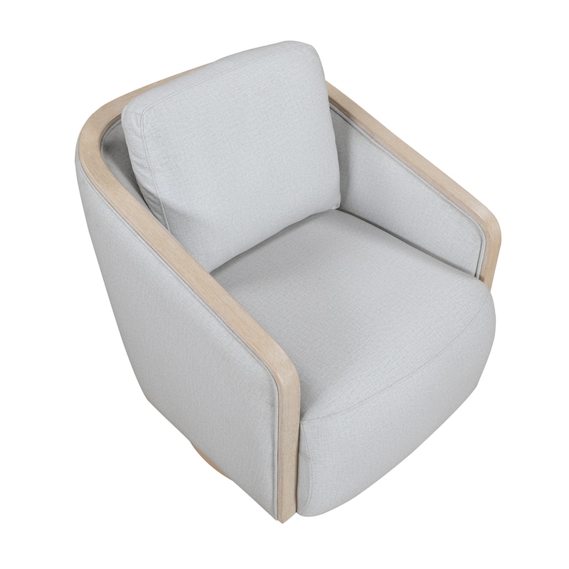 Gray Accent Chair Modern Living Room Furniture, 1pc Swivel Lounge Chair Luxury Comfort Wood Trim Arm