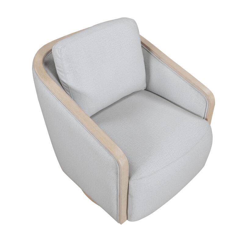 Modern Swivel Lounge Chair with Wood Trim and Luxurious Comfort