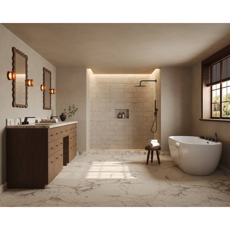 5-Hole 3-Handle Deck-Mount Waterfall Tub Faucet with Hand Shower,Waterfall Spout Bathtub Faucet