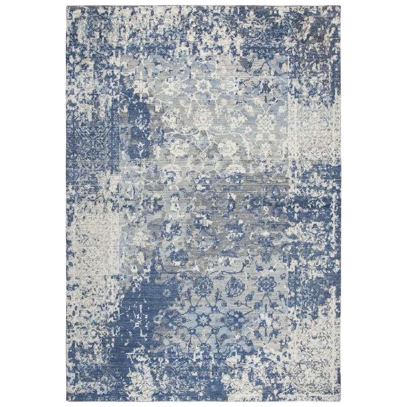 Alora Decor Euphoria Beige Floral Wool Rug - 8' x 10' - Blue