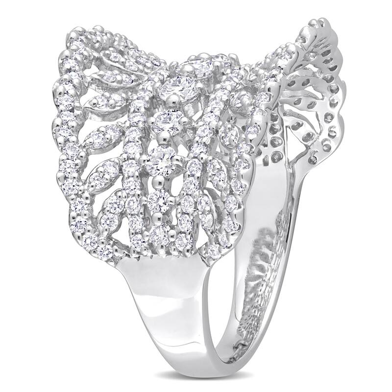 1 1/5ct TW Lab-Grown Diamond Crown Wide Ring in 14k White Gold