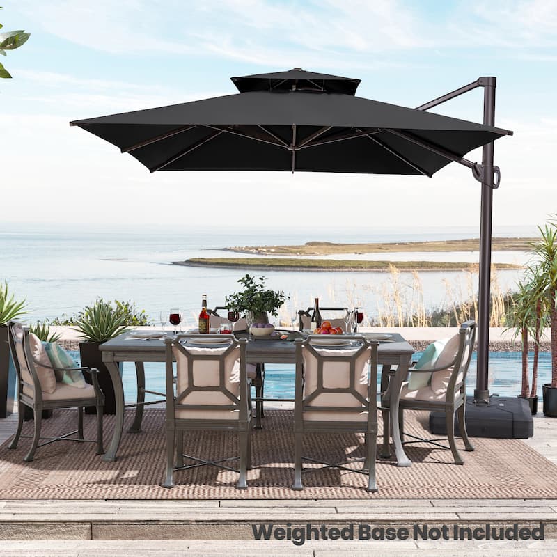 Crestlive Products 11FT Square Patio Offset Double Top Umbrella with Crank