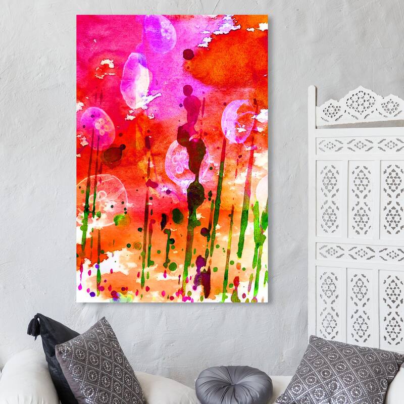 Wynwood Studio Canvas Abstract Bright Darkness Pink and Modern & Contemporary Wall Art Canvas Print - 45 x 30