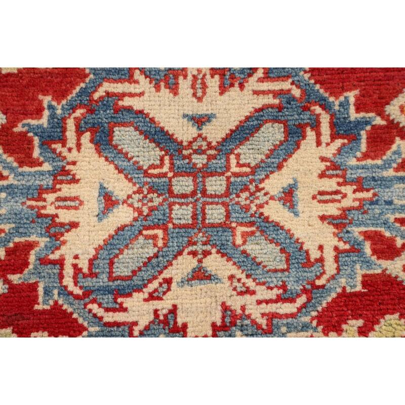 Traditional Kazak Accent Rug Hand-Knotted Geometric Wool Carpet - 2'10" x 4'2"