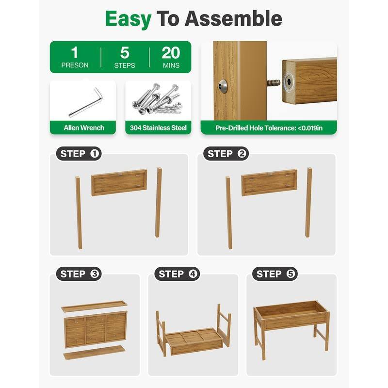 WINSOON All Weather HIPS Raised Garden Bed with Drainage Holes