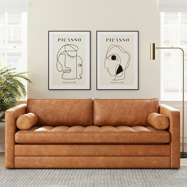 Tan leather sleeper sofa online