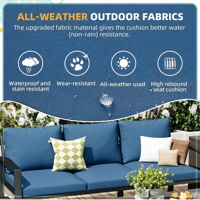 AECOJOY Metal Patio Furniture Set 7 Pieces Modern Outdoor Conversation Set