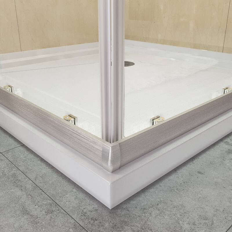 Elegant Chrome Finish Corner Entry Shower Enclosure with Sliding Shower Doors（Shower Base not Included）