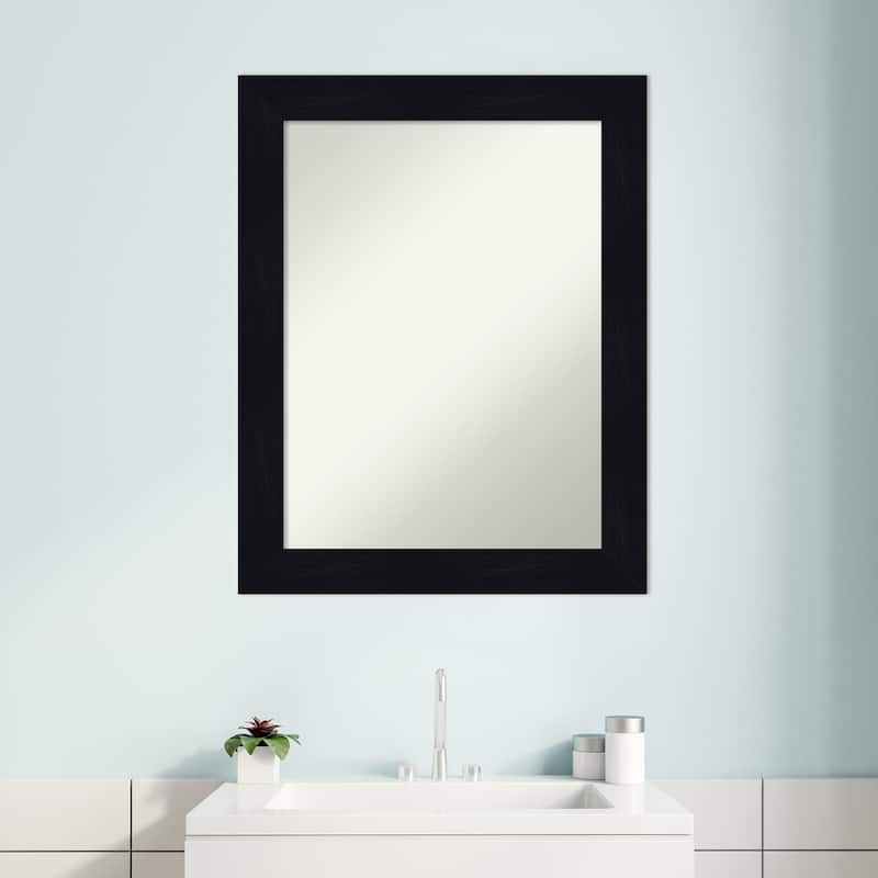 Non-Beveled Wood Bathroom Wall Mirror - Shiplap Navy Frame