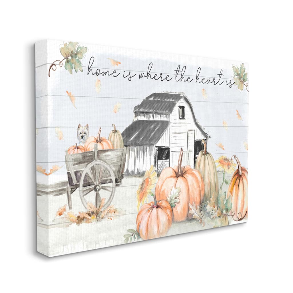 Stupell Autumn Farm Harvest Home and Heart Phrase Canvas Wall Art - Orange