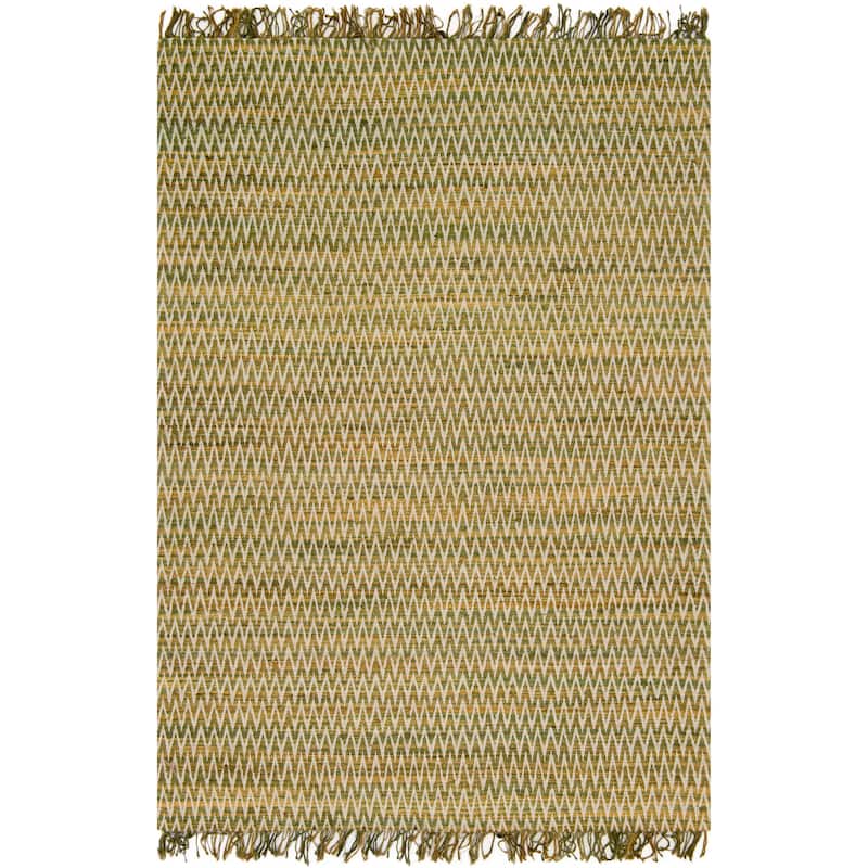 Alexander Home Hand-woven Jute Chevron Stitch Fringe Area Rug