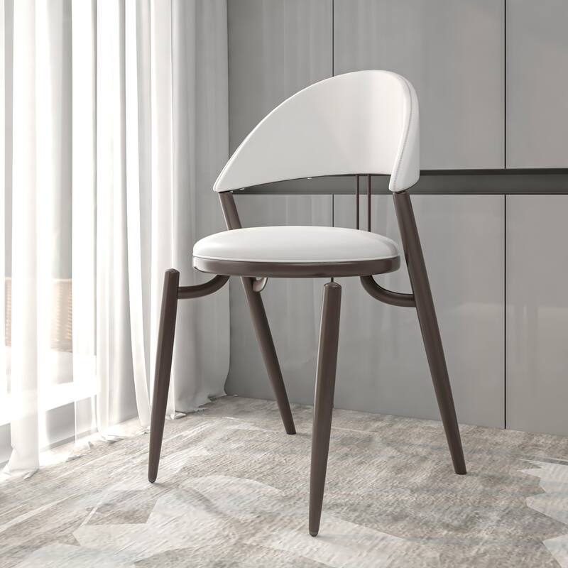 Venice Upholstered Leather Dining Chair Open Back Accent Side Chair with Iron Legs