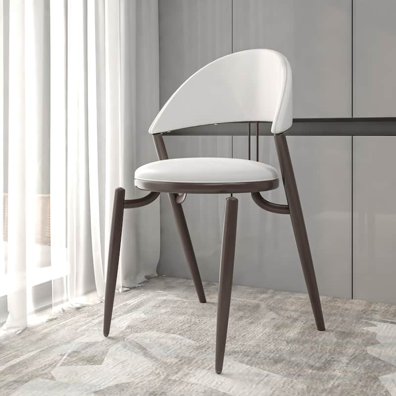Venice Upholstered Leather Dining Chair (Set of 4) Open Back Accent Side Chair with Iron Legs
