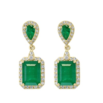 EFFY 14K Gold Diamond Emerald Drop Earrings