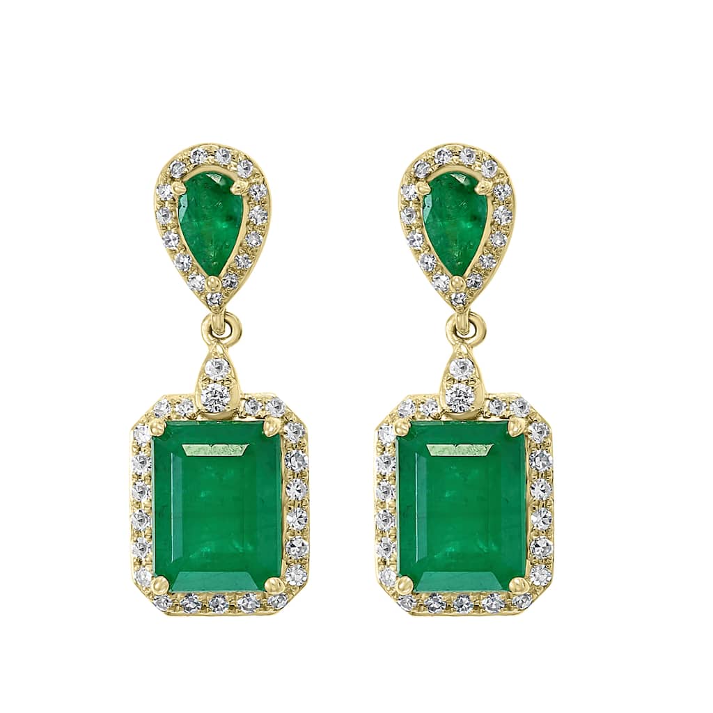 EFFY 14K Gold Diamond Emerald Drop Earrings