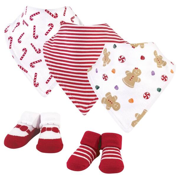 slide 1 of 1, Hudson Baby Infant Girl Cotton Bib and Sock Set 5pk, Sugar Spice, One Size - Sugar Spice - One Size