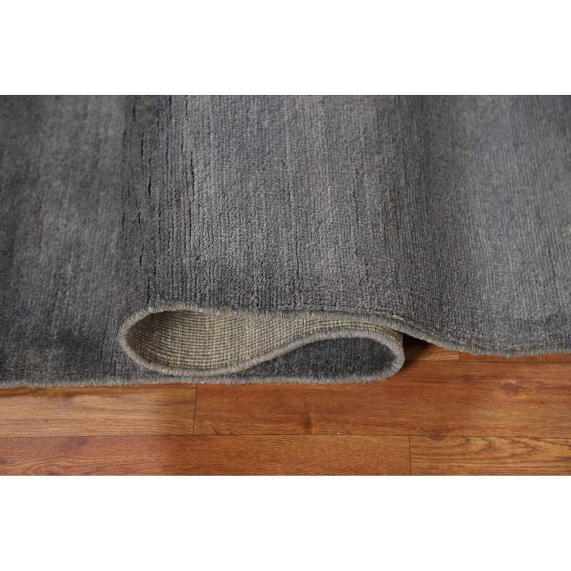 Gray Blue Gabbeh Modern Oriental Rug Hand-Knotted Wool Carpet - 5'1"x 6'4"