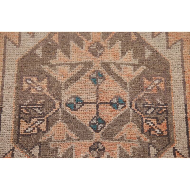 Ardebil Persian Vintage Runner Rug Handmade Wool Carpet - 3'0"x 10'0"