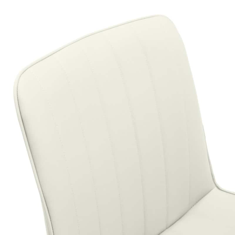 PU Leather Dining Chair with Metal Legs, Wave Pattern Upholstered Armless Chair Set of 4 for Kitchen, Restaurant, Living