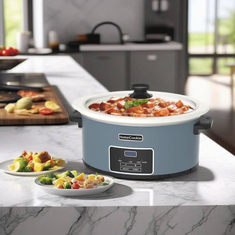Multi-size Blue Digital Slow Cooker for Family Dinners