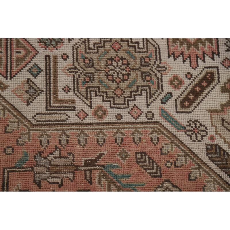 Hand Knotted Oriental 100% Wool Carpet Traditional Medallion Pink Tabriz Area Rug - 12' 5'' X 9' 9''