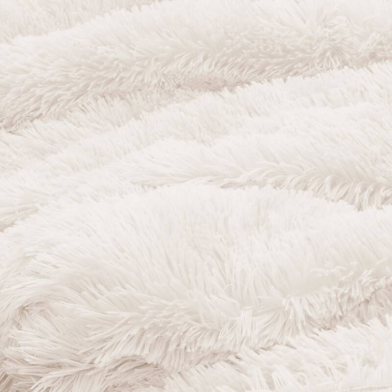 Sweet Jojo Designs Ivory Boho Faux Fur Body Pillow Case (Pillow Not Included) Bohemian Shabby Chic Farmhouse Rustic Fuzzy Luxury