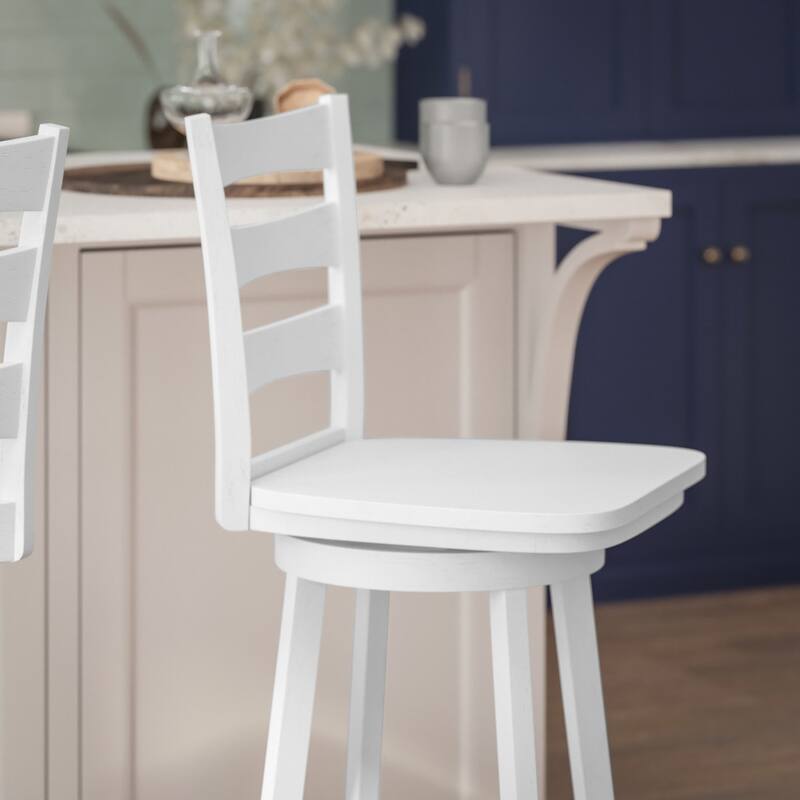 Commercial Grade Traditional Ladderback Wooden Swivel Barstool
