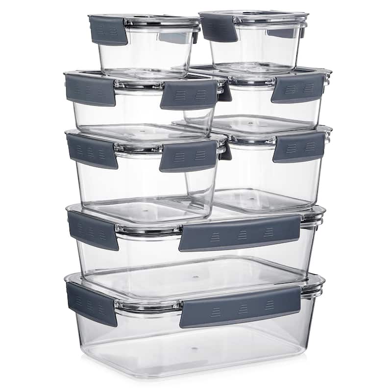 Sorbus Airtight Food Storage Containers with Lids - BPA Free, Leak Proof for Store Leftovers, Meal Prep - 16 Piece - Grey