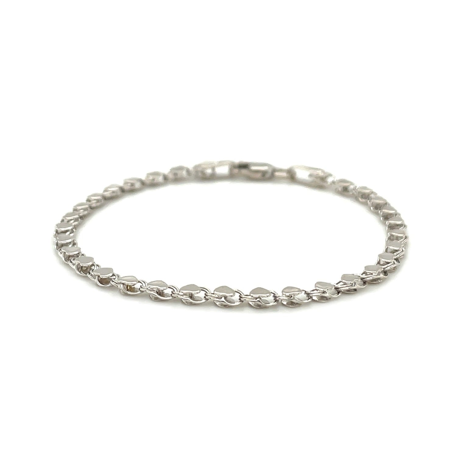 MayaMila 2.9mm 14k White Gold Heart Bracelet