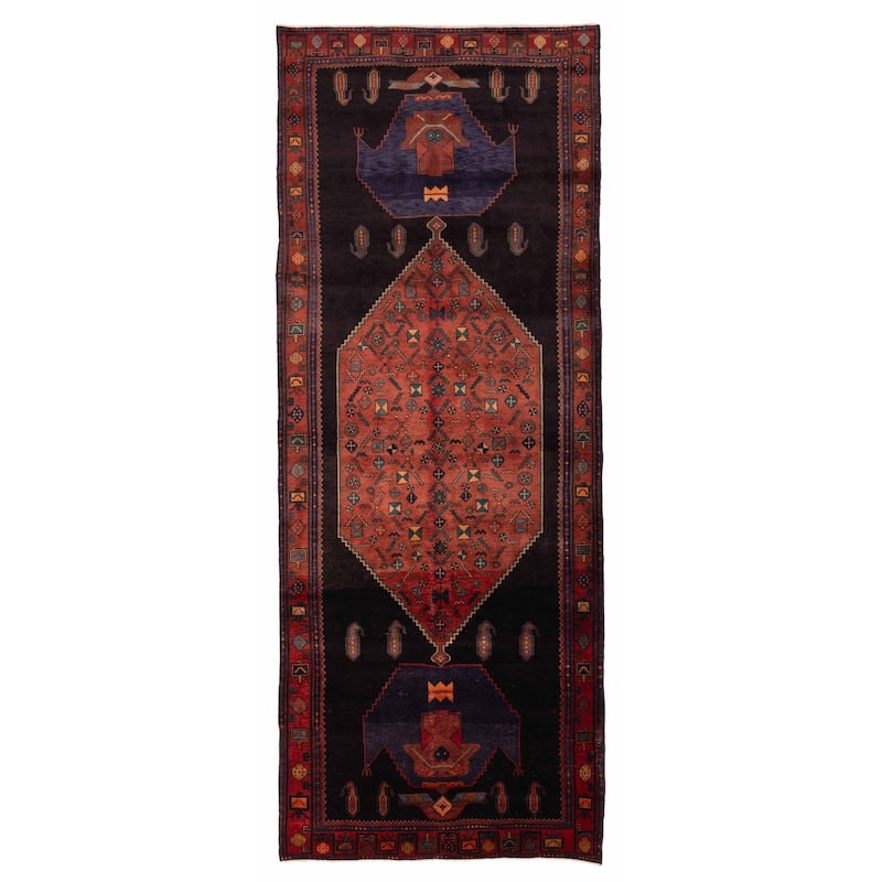 ECARPETGALLERY Hand-knotted Konya Anatolian Black Wool Rug - 4'11 x 13'0