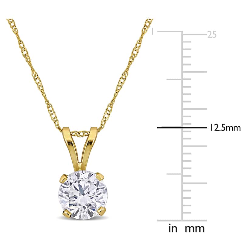 Miadora 1ct TW Lab-Grown Diamond Solitaire Pendant Chain 14k Yellow Gold