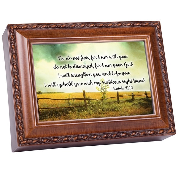 6" Brown and Green Rectangular Religious Musical Box - N/A