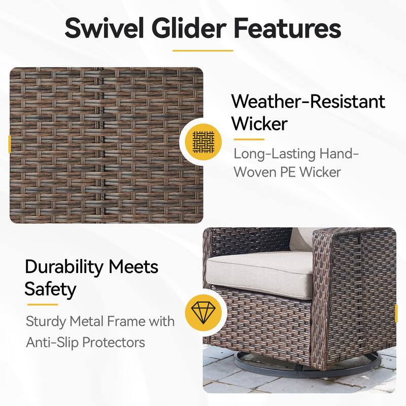 Wicker Outdoor Swivel Rocker Patio Chairs
