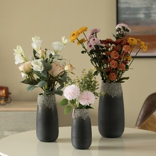 Contemporary Black Table Vase with Dripping Crystal Look and Scalloped ...