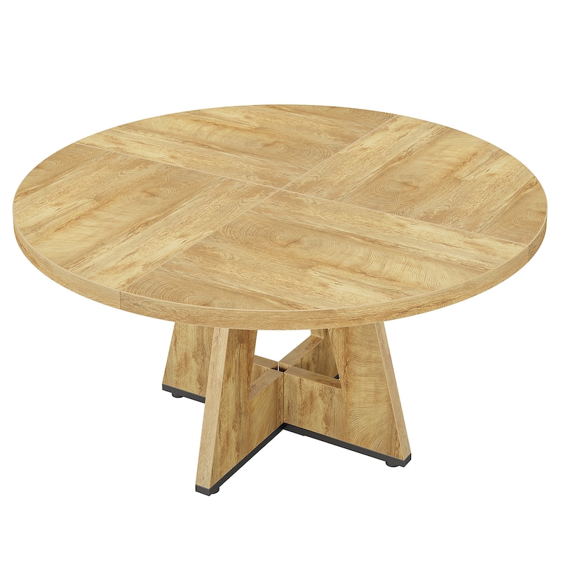 47-inch Wood Round Kitchen Dining Table for Dining Living Room
