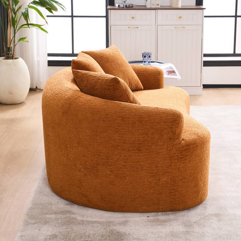 Curved Loveseat Full Compression Sponge Sofa, Chenille Fabric