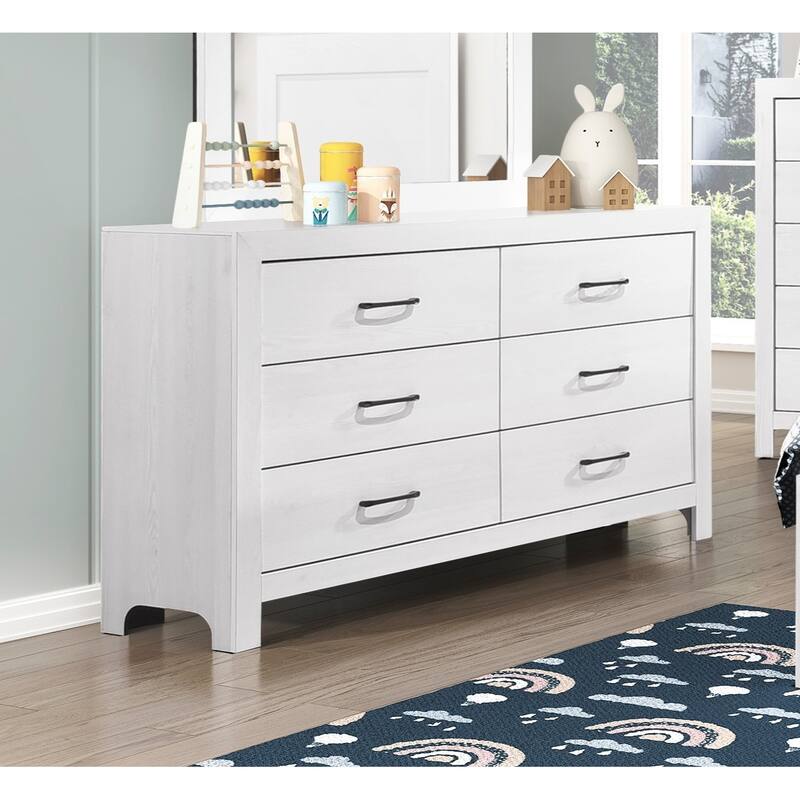 Dresser of 6x Drawers Wooden Bedroom Furniture - White