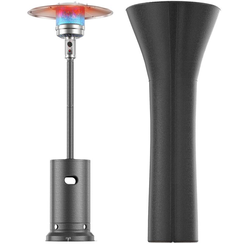 48,000 BTU Patio Propane Heater for Outdoor Use, Double-Layer Stainless Steel Burner and Wheels - N/A